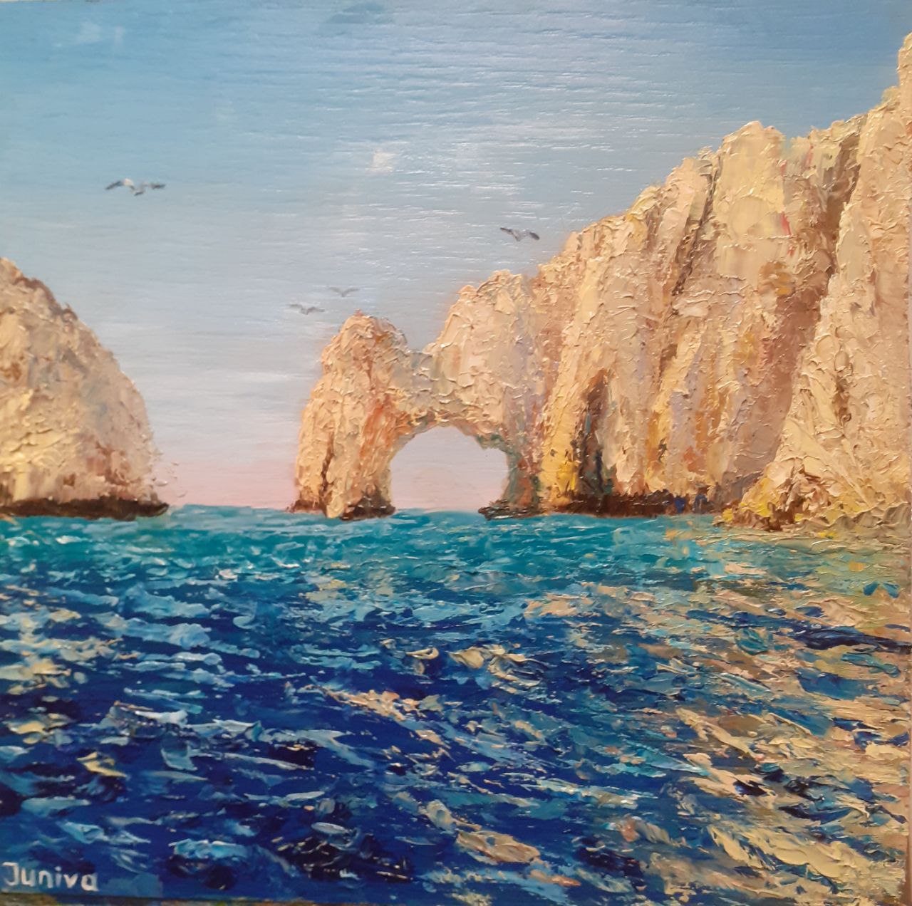 Painting of Rocks and the blue sea